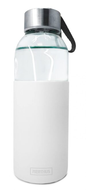 Стъклена бутилка със силиконов протектор 400 мл бяла - Nerthus