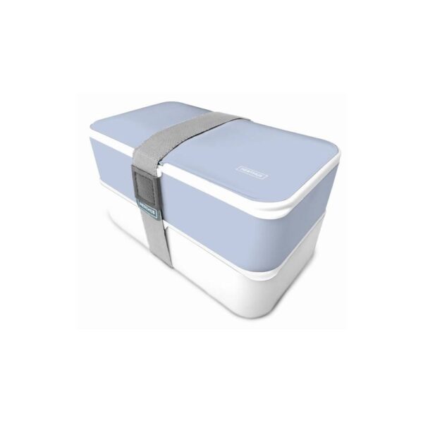 Двойна херметическа кутия за храна с прибори 2х500 мл. цвят син/бял - Nerthus